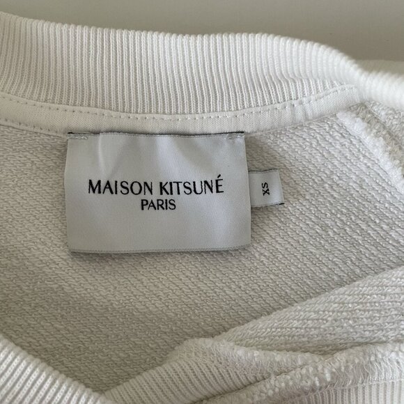 Maison Kitsune FOX HEAD PATCH CLASSIC SWEATSHIRT Men’s Size: XS White Flawed - Picture 3 of 12